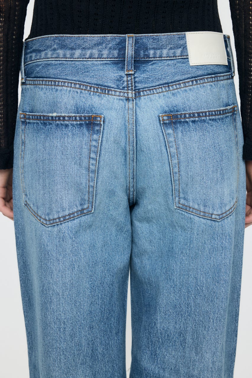 MIDRISE DAMAGED SLIM ストレート BLU 1
