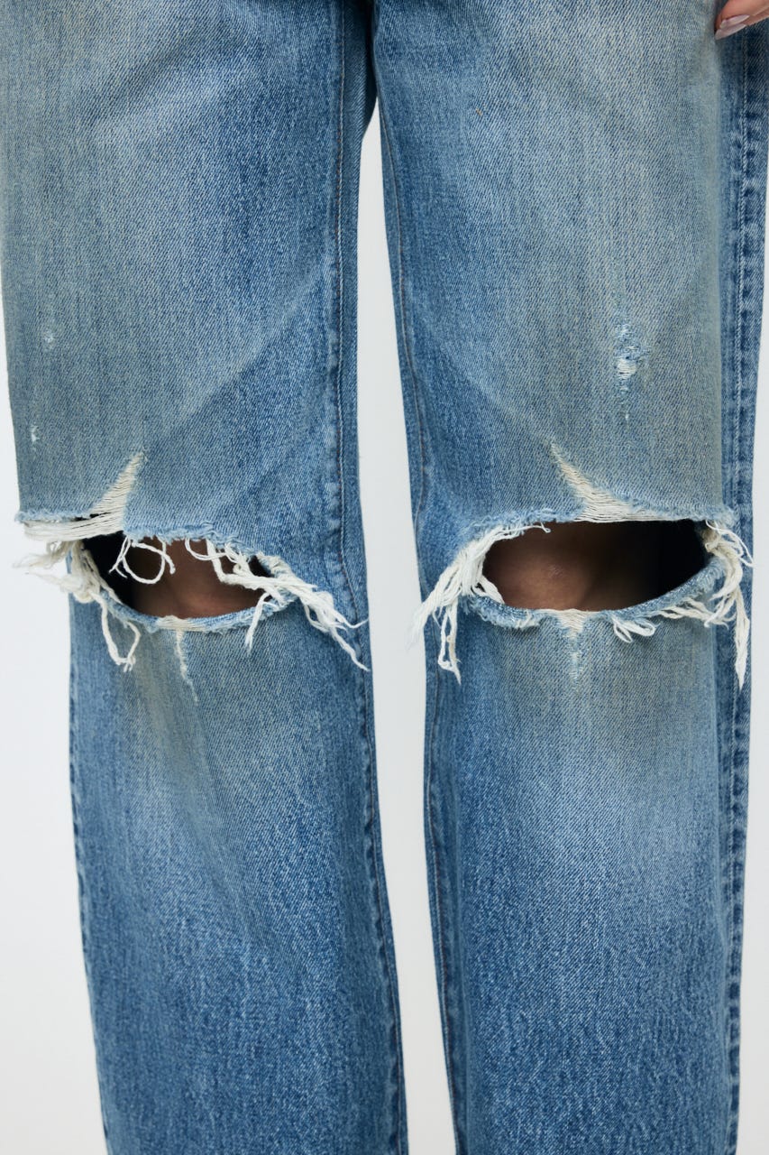 MIDRISE DAMAGED SLIM ストレート BLU 1