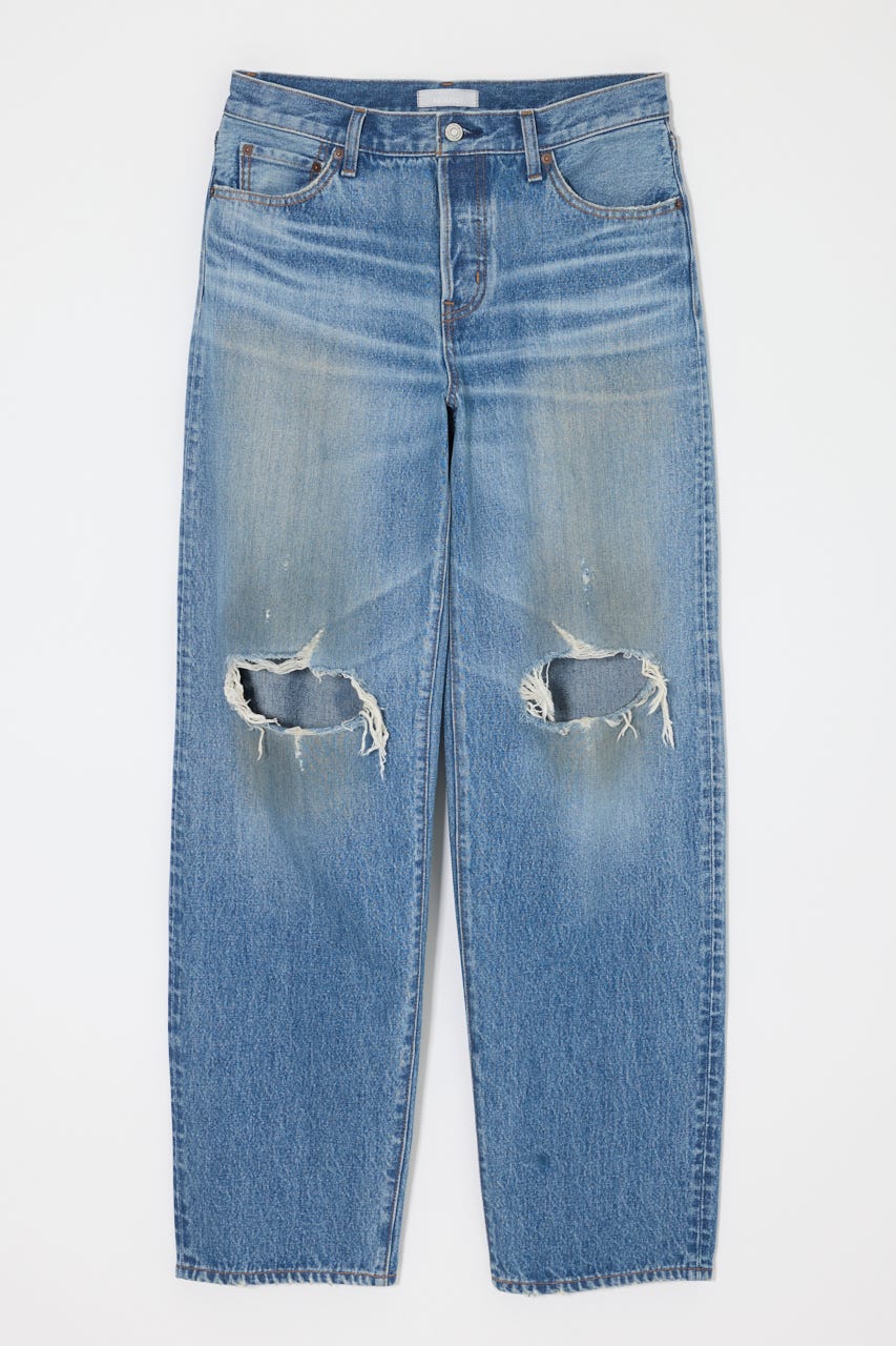MIDRISE DAMAGED SLIM ストレート BLU 1