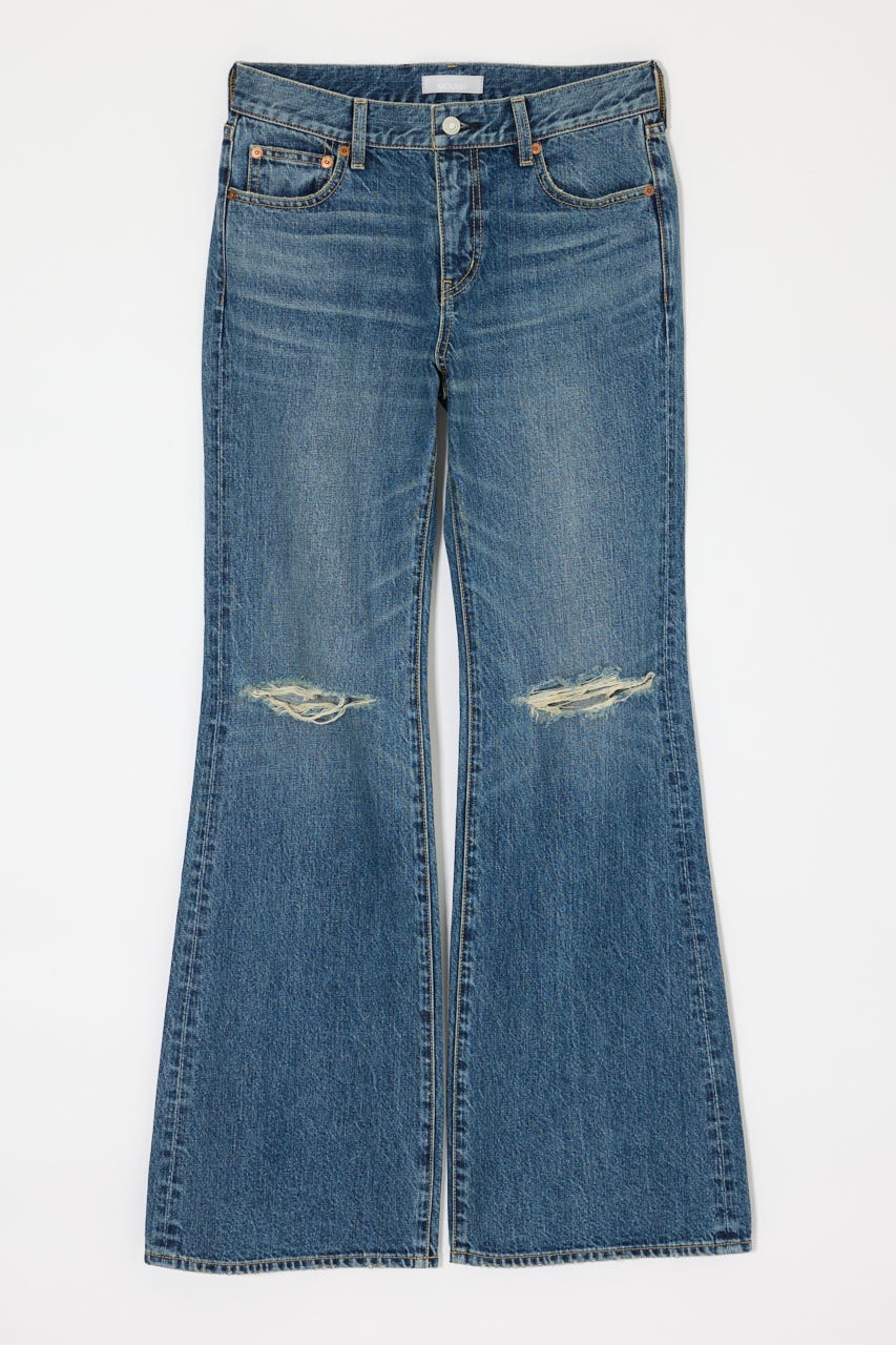 LOW SLUNG RIPPED フレア BLU 1