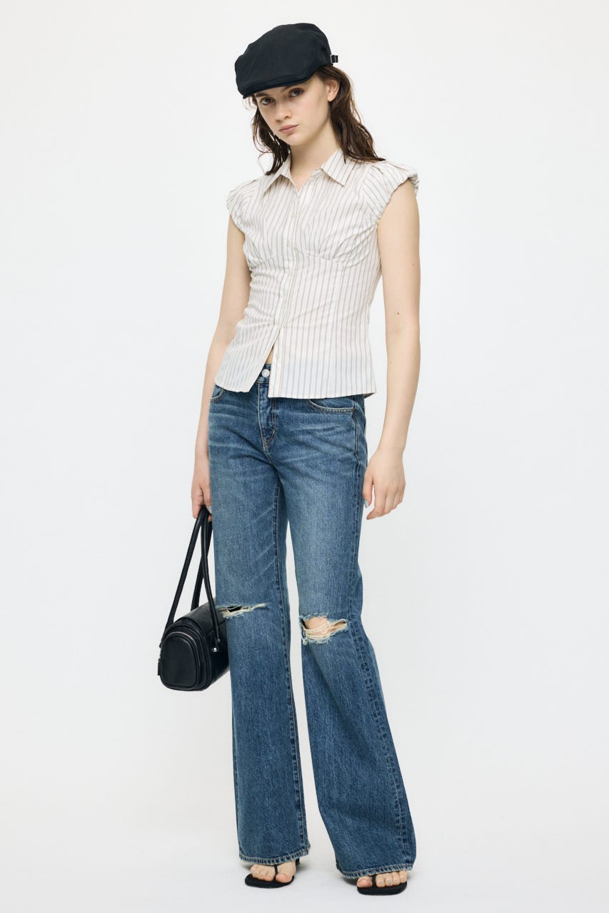 LOW SLUNG RIPPED フレア BLU 1
