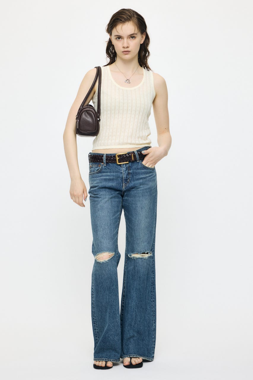 LOW SLUNG RIPPED フレア BLU 1