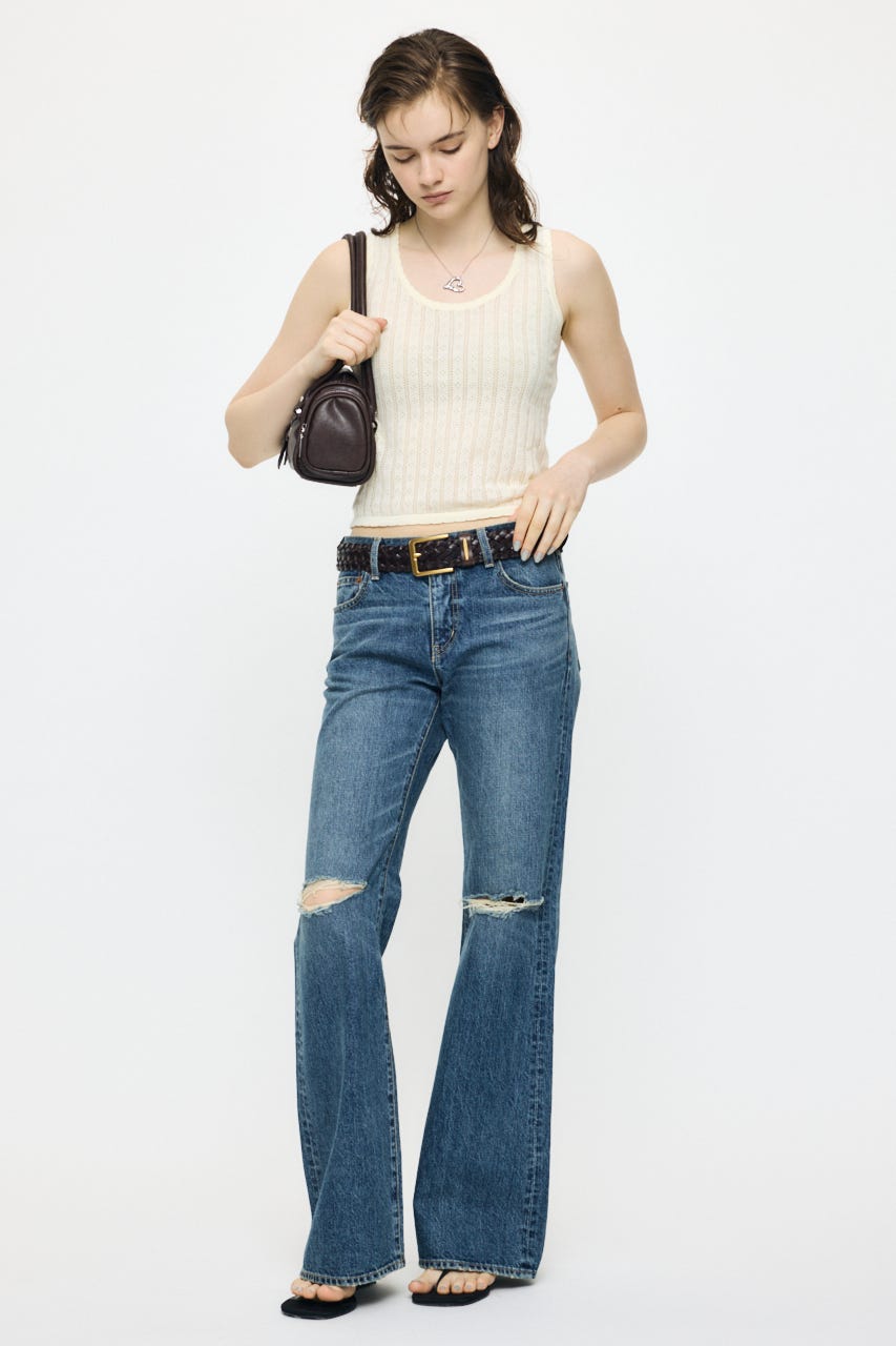 LOW SLUNG RIPPED フレア BLU 1