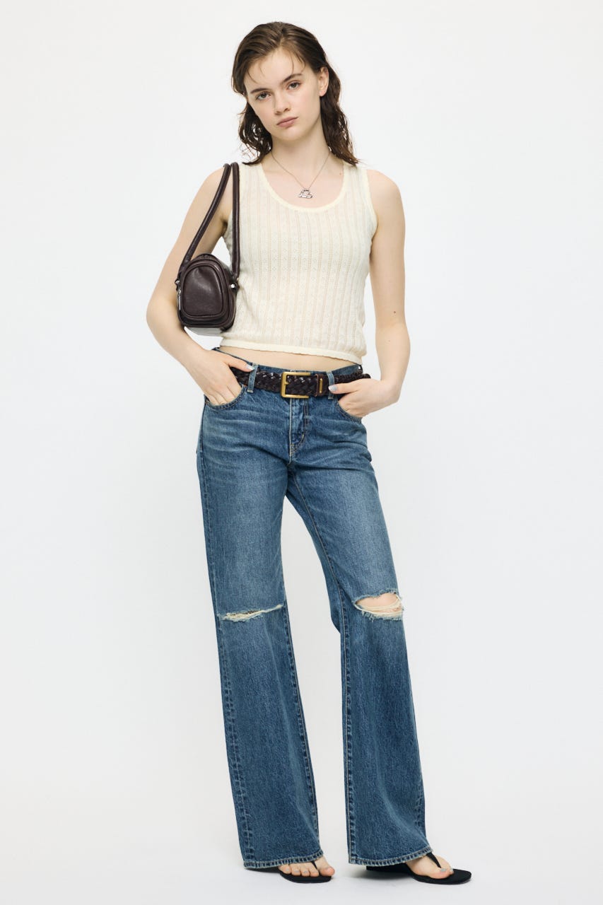 LOW SLUNG RIPPED フレア BLU 1