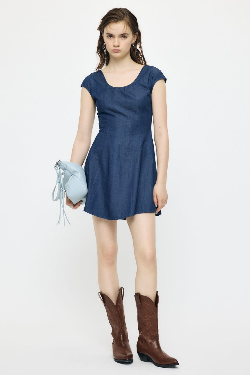 DENIM MINI  ドレス BLU 1