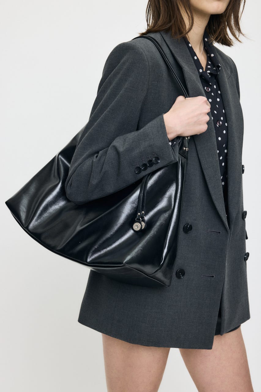 SLOUCHY F/LEATHER バッグ BLK FREE