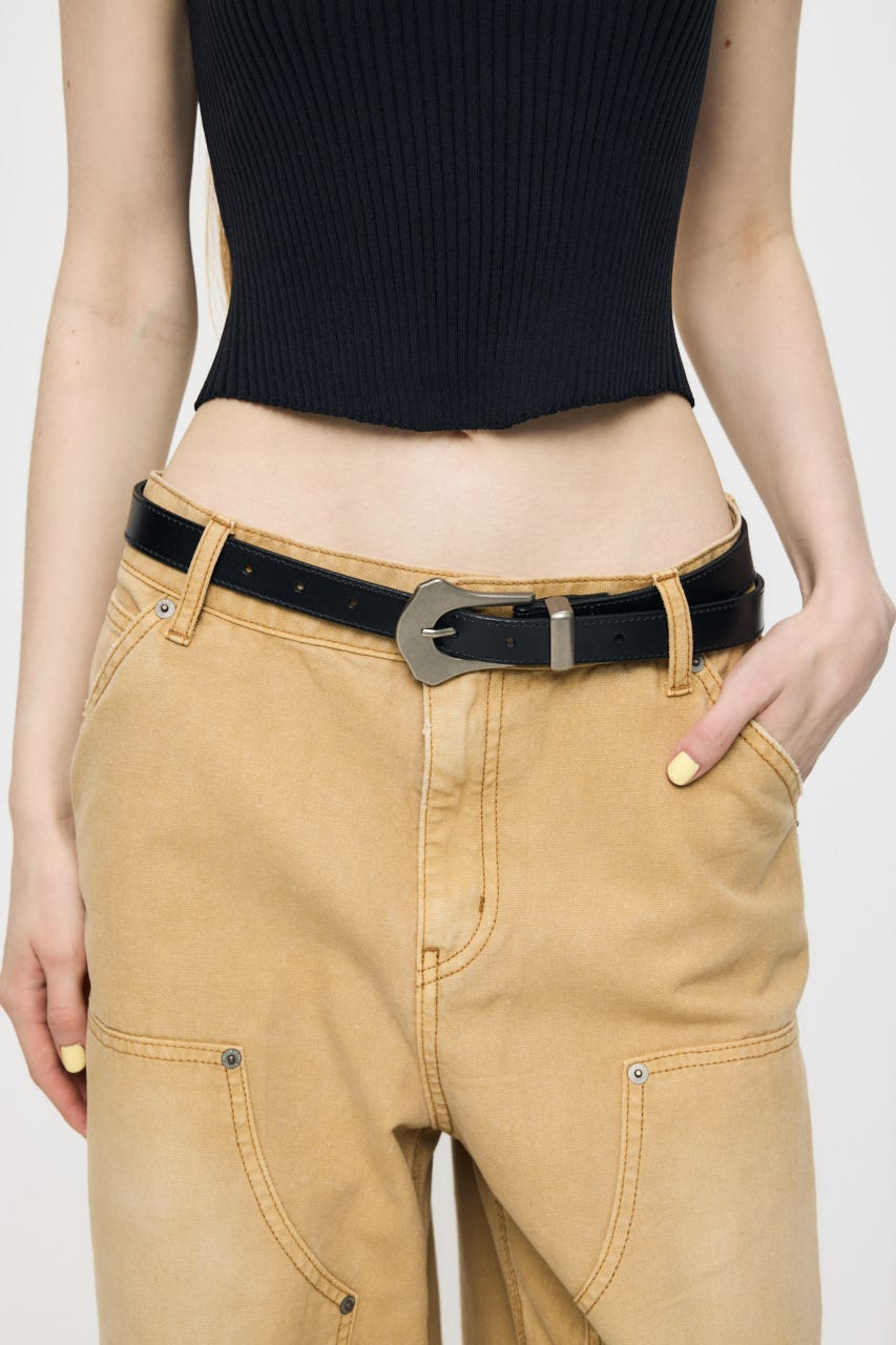 FLAT METAL BUCKLE ベルト BLK FREE