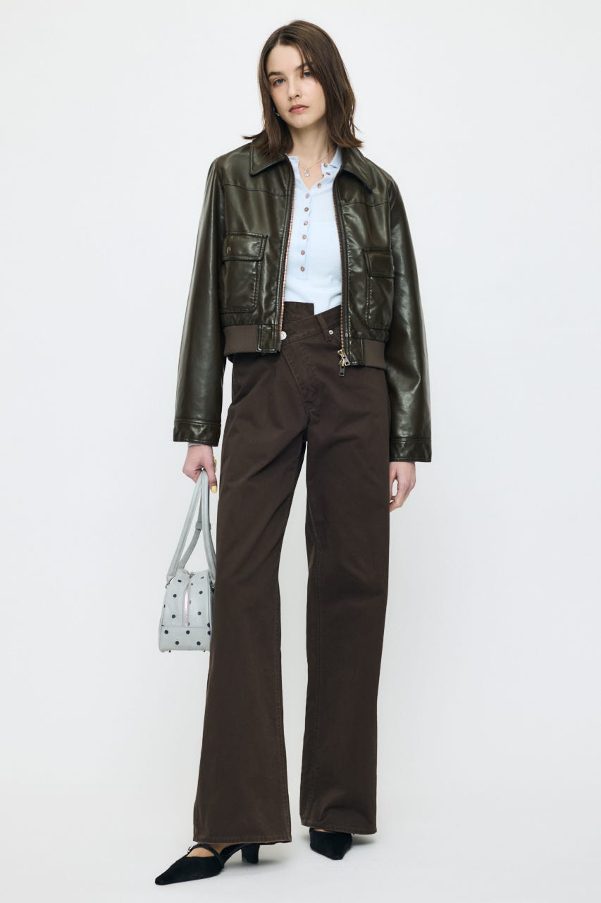 WITH COLLAR KNIT ボディースーツ L/BLU FREE