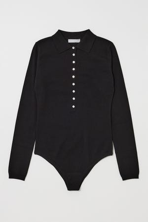 WITH COLLAR KNIT ボディースーツ