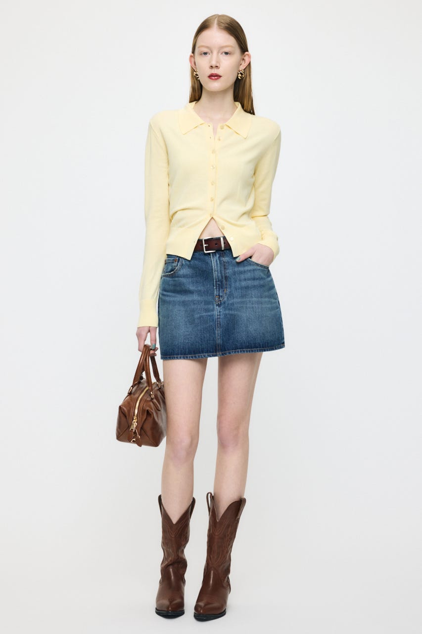 HIGH GAUGE KNIT シャツ L/YEL FREE