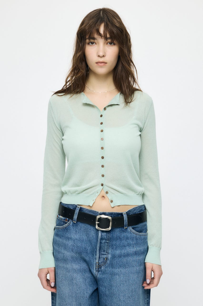SHEER KNIT カーディガン MINT FREE