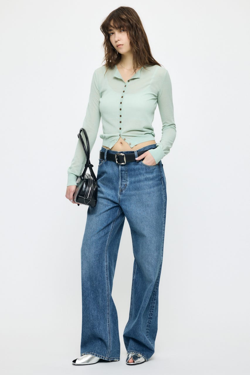 SHEER KNIT カーディガン MINT FREE
