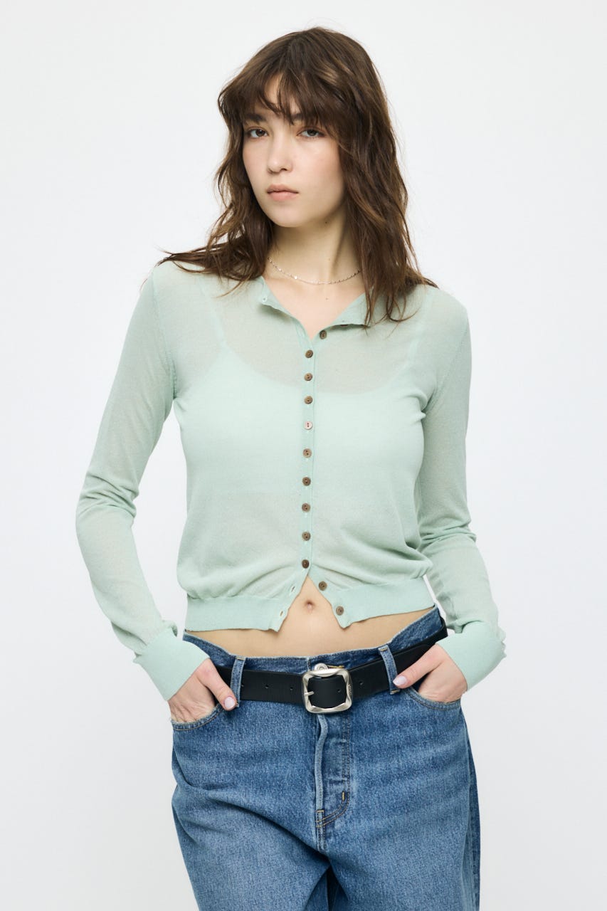 SHEER KNIT カーディガン MINT FREE