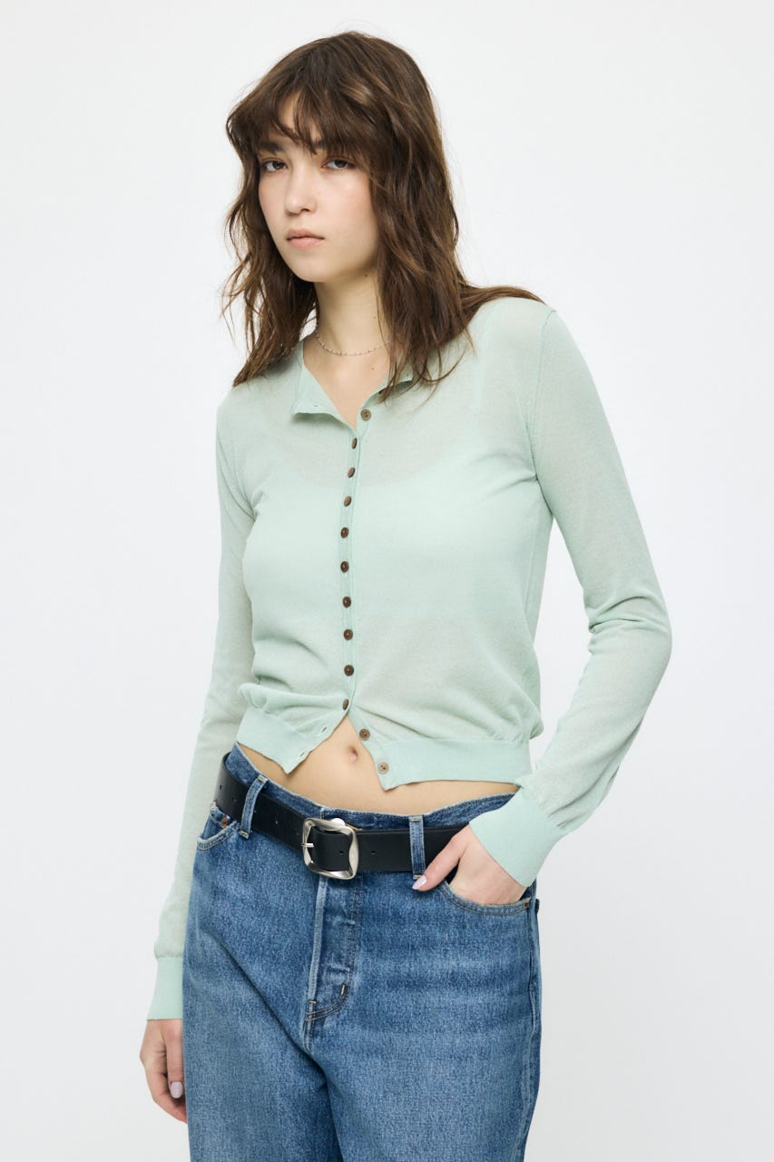 SHEER KNIT カーディガン MINT FREE