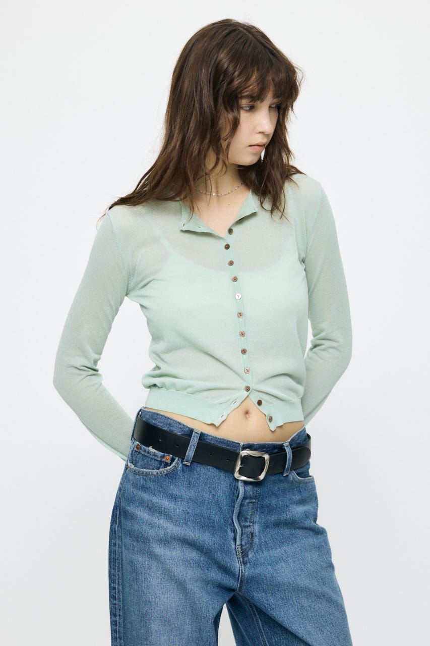 SHEER KNIT カーディガン MINT FREE