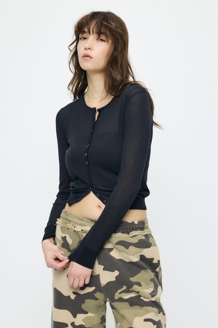 SHEER KNIT カーディガン NVY FREE