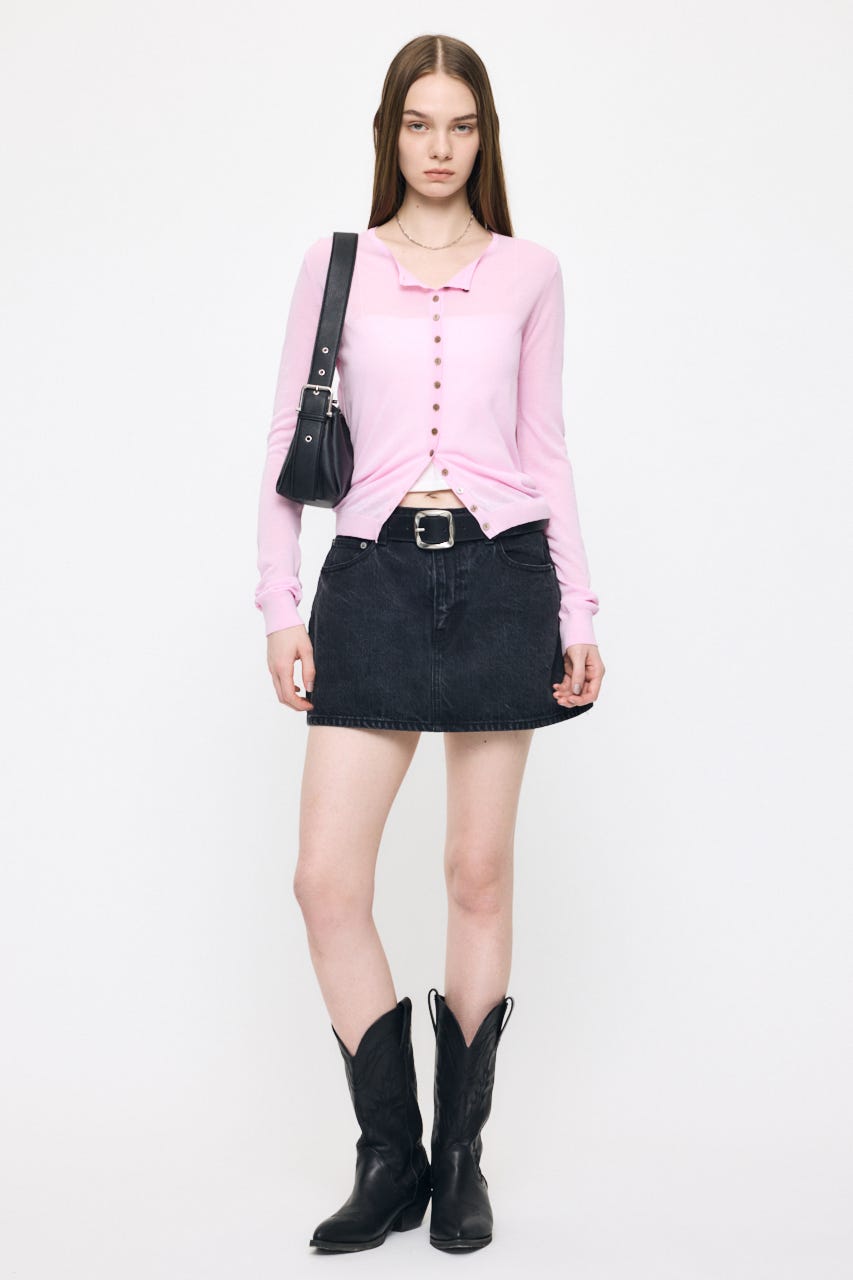 SHEER KNIT カーディガン PNK FREE