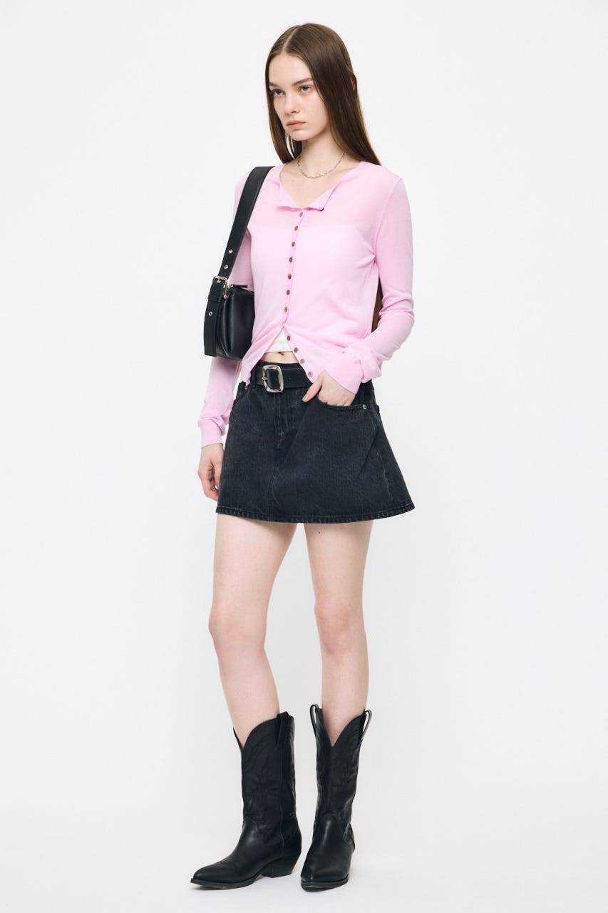 SHEER KNIT カーディガン PNK FREE