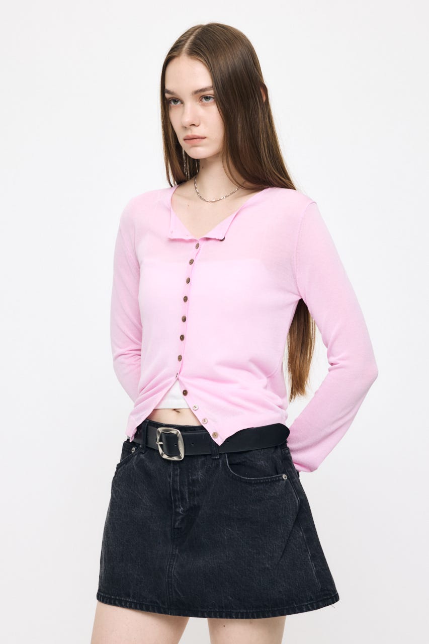 SHEER KNIT カーディガン PNK FREE