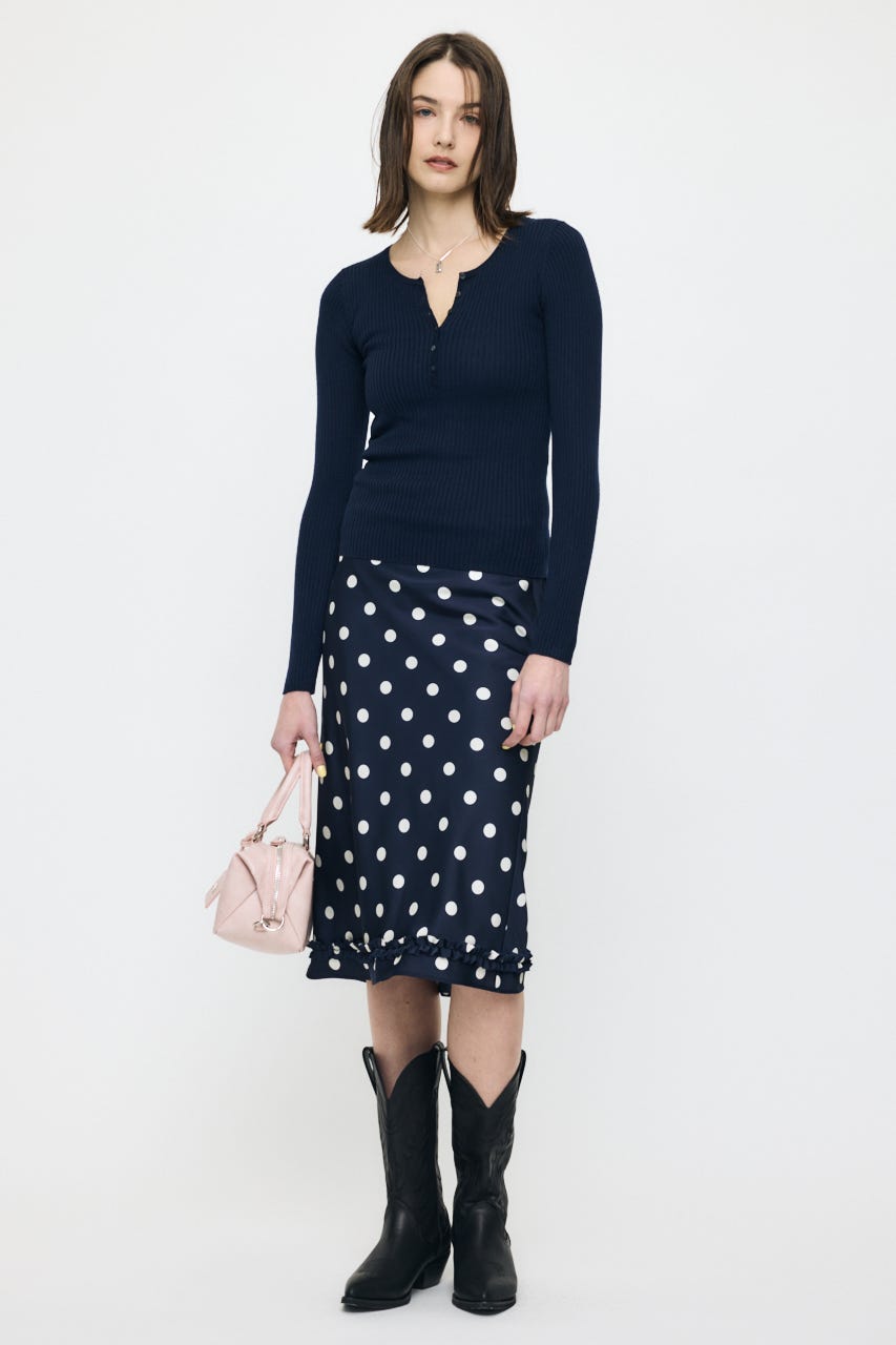 SILK MIX HENRY NECK トップス D/NVY FREE