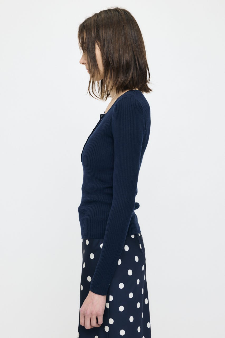 SILK MIX HENRY NECK トップス D/NVY FREE