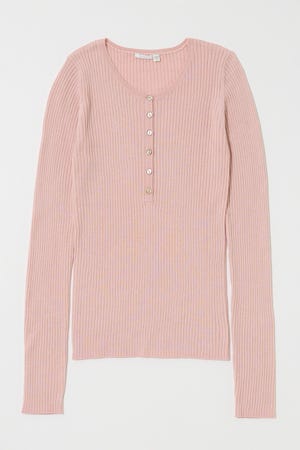 SILK MIX HENRY NECK トップス