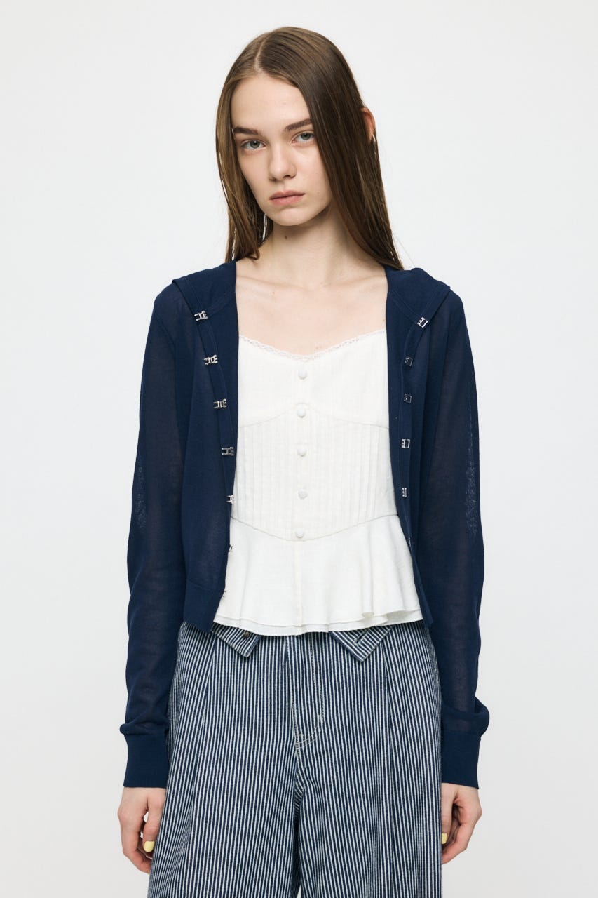 SHEER HOOKEDカーディガン NVY FREE