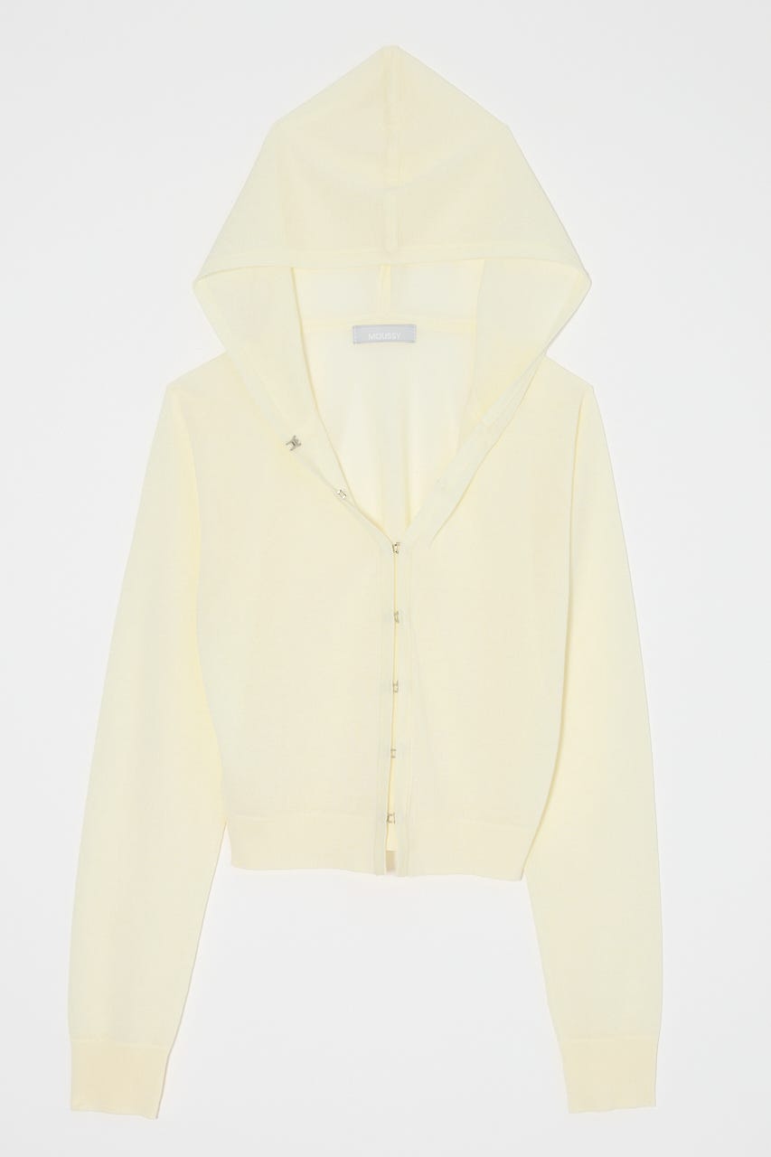 SHEER HOOKEDカーディガン O/WHT FREE