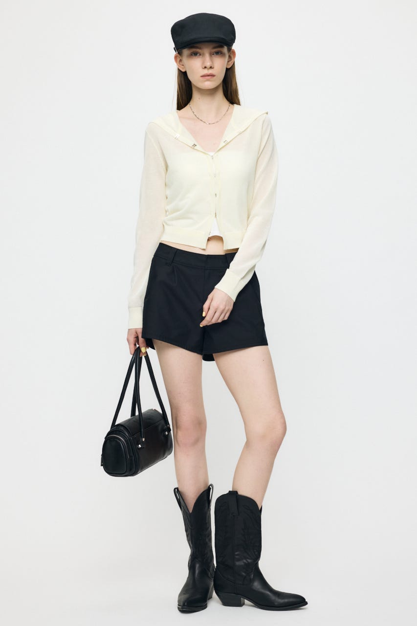 SHEER HOOKEDカーディガン O/WHT FREE