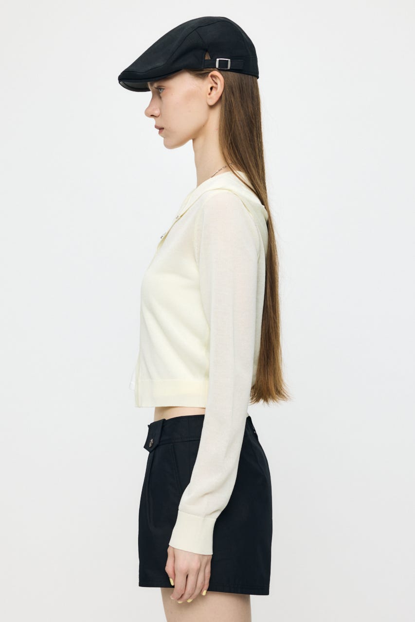 SHEER HOOKEDカーディガン O/WHT FREE