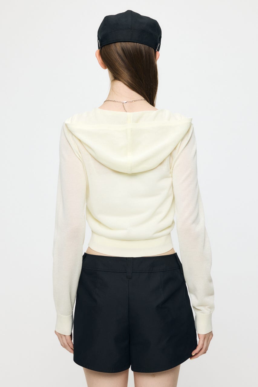 SHEER HOOKEDカーディガン O/WHT FREE