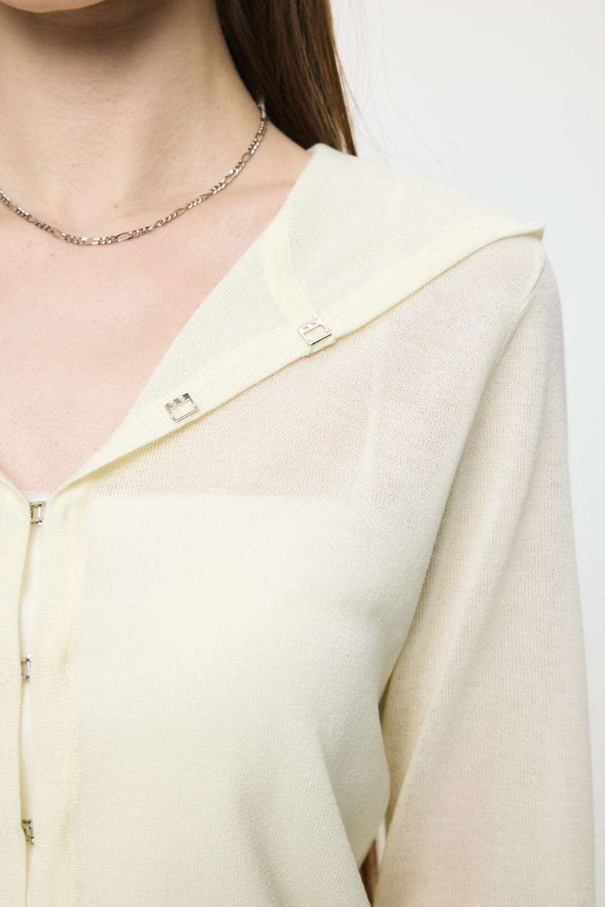SHEER HOOKEDカーディガン O/WHT FREE