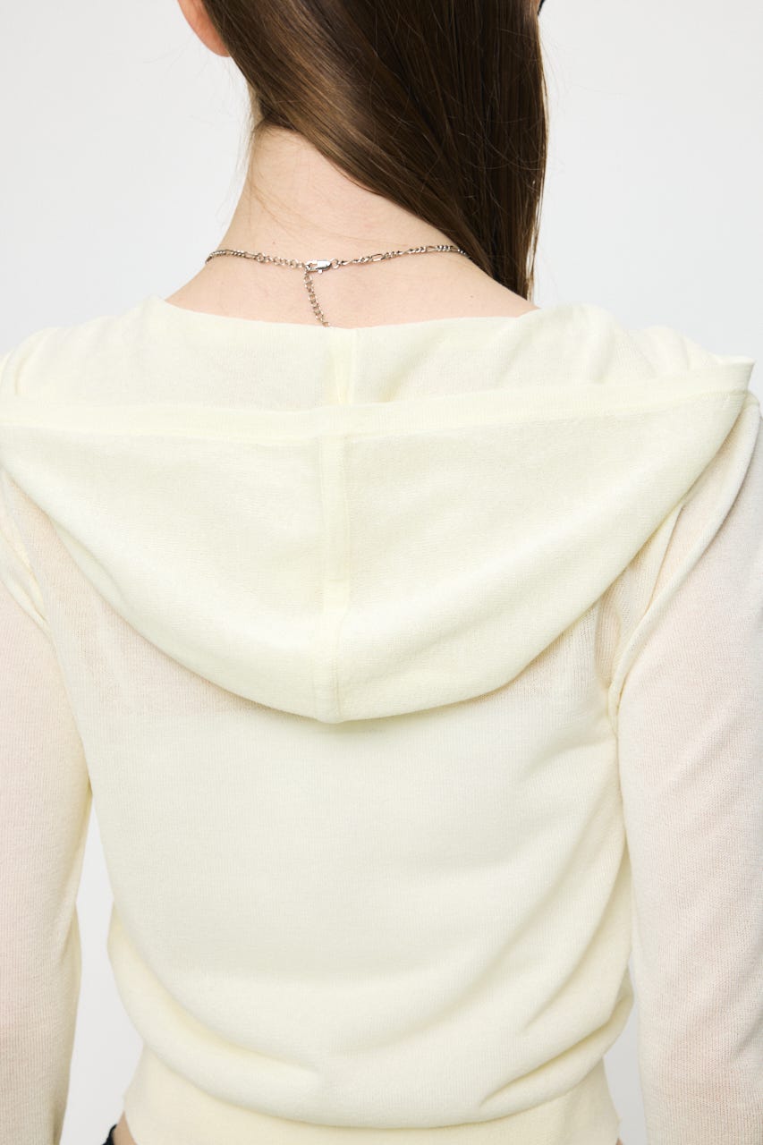 SHEER HOOKEDカーディガン O/WHT FREE