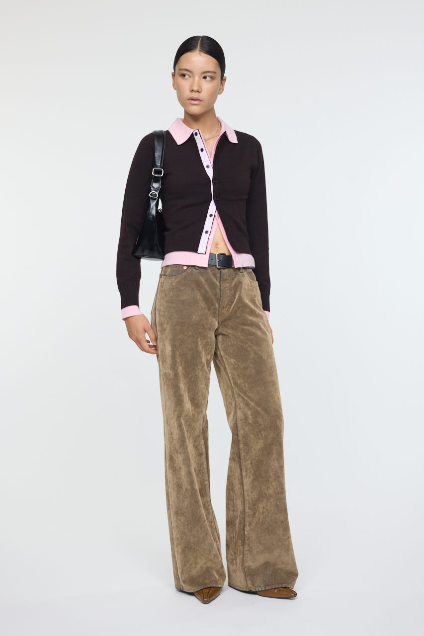 DOUBLE LAYERED ニットシャツ BRN FREE