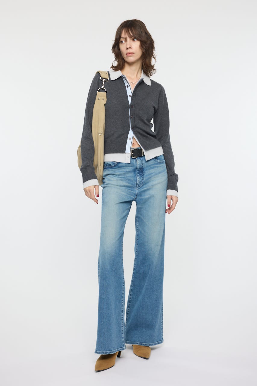 DOUBLE LAYERED ニットシャツ C.GRY FREE