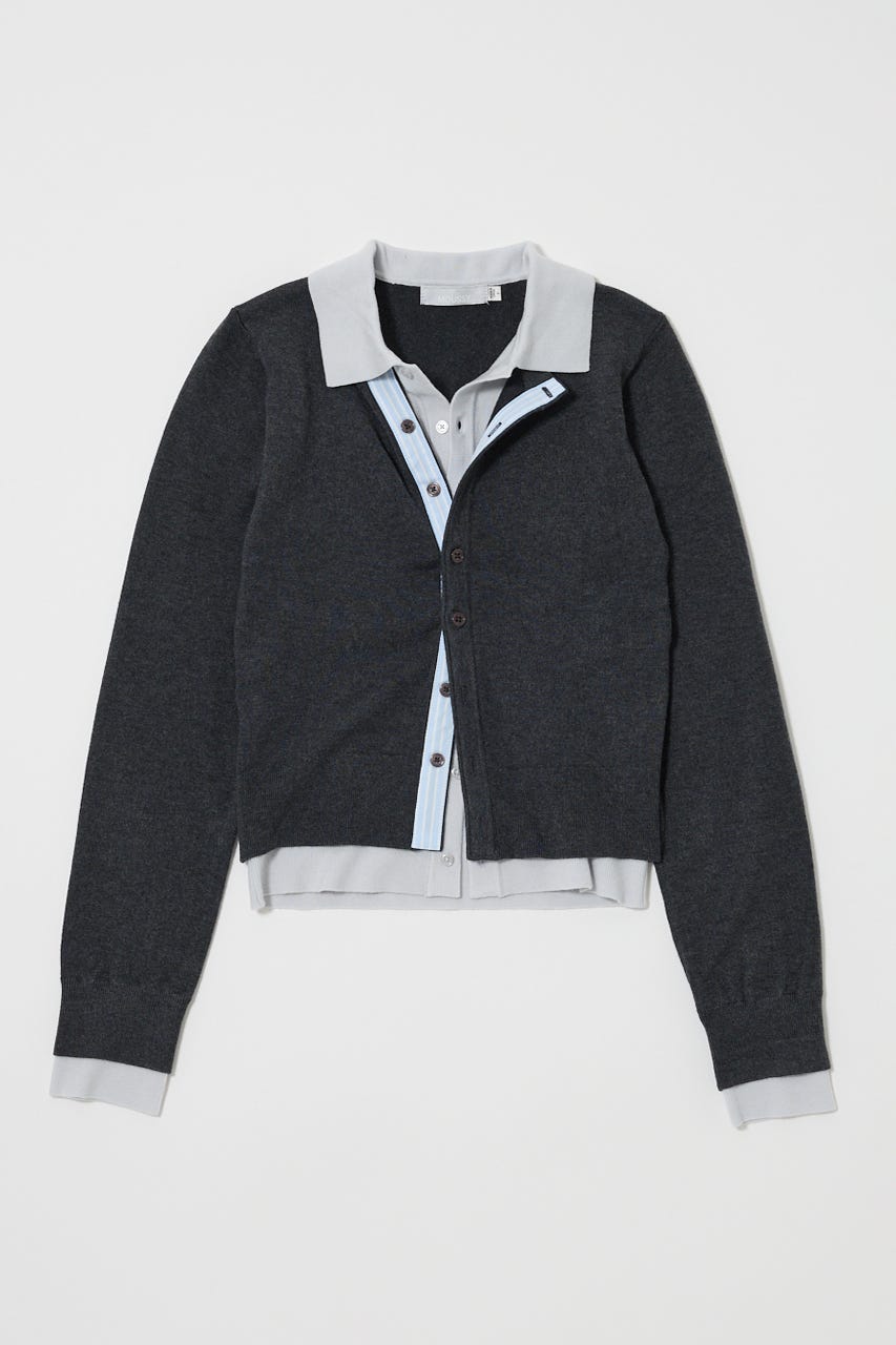 DOUBLE LAYERED ニットシャツ C.GRY FREE