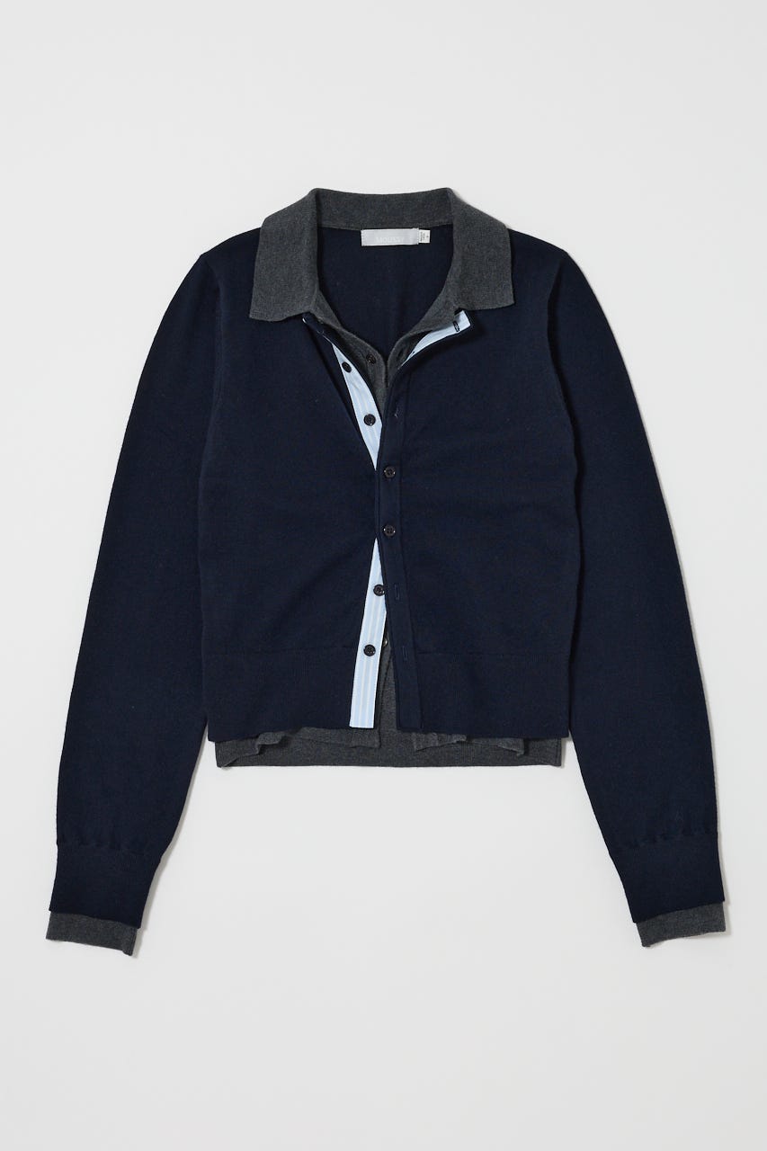 DOUBLE LAYERED ニットシャツ D/NVY FREE