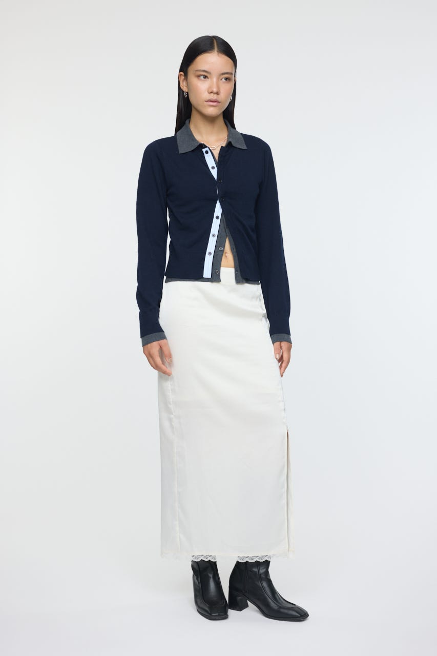 DOUBLE LAYERED ニットシャツ D/NVY FREE