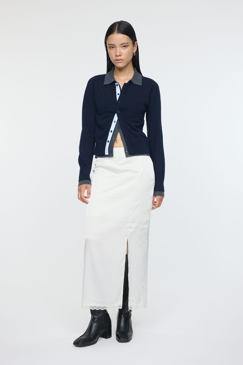 DOUBLE LAYERED ニットシャツ D/NVY FREE