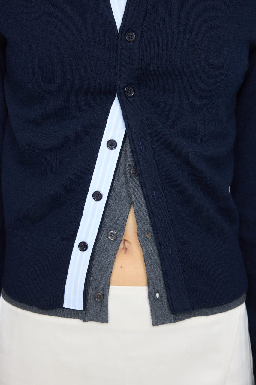 DOUBLE LAYERED ニットシャツ D/NVY FREE