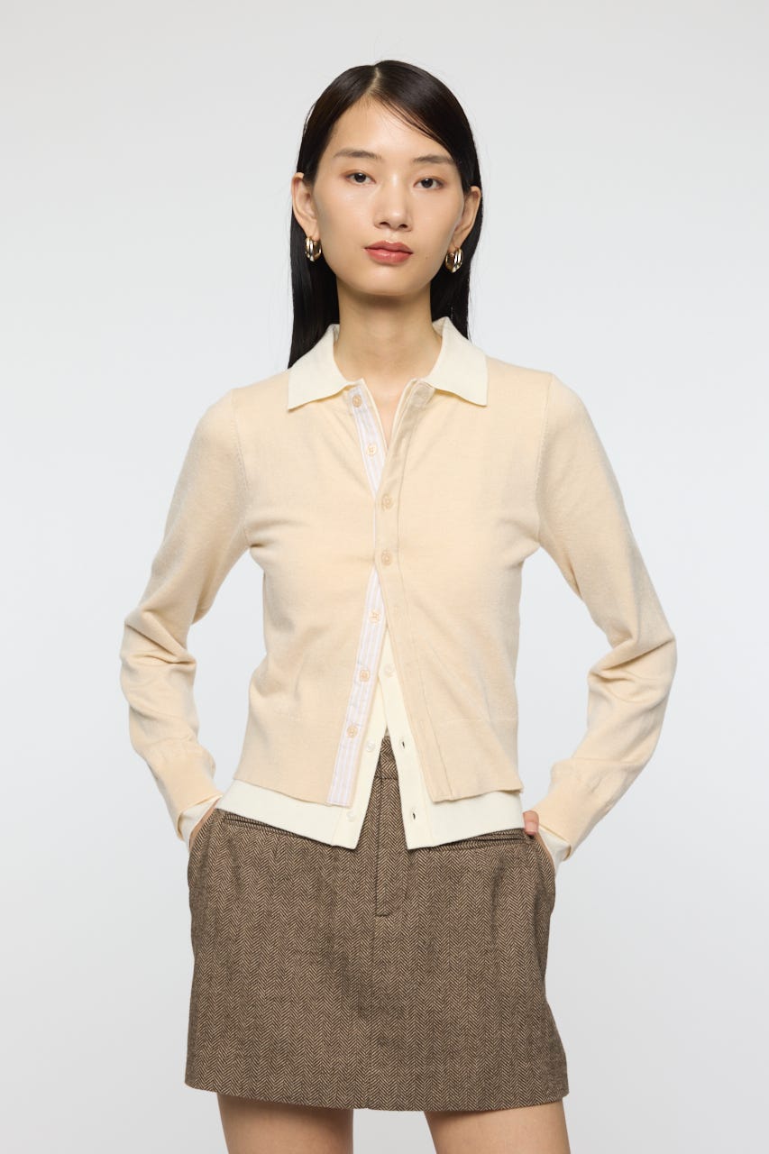 DOUBLE LAYERED ニットシャツ IVOY FREE