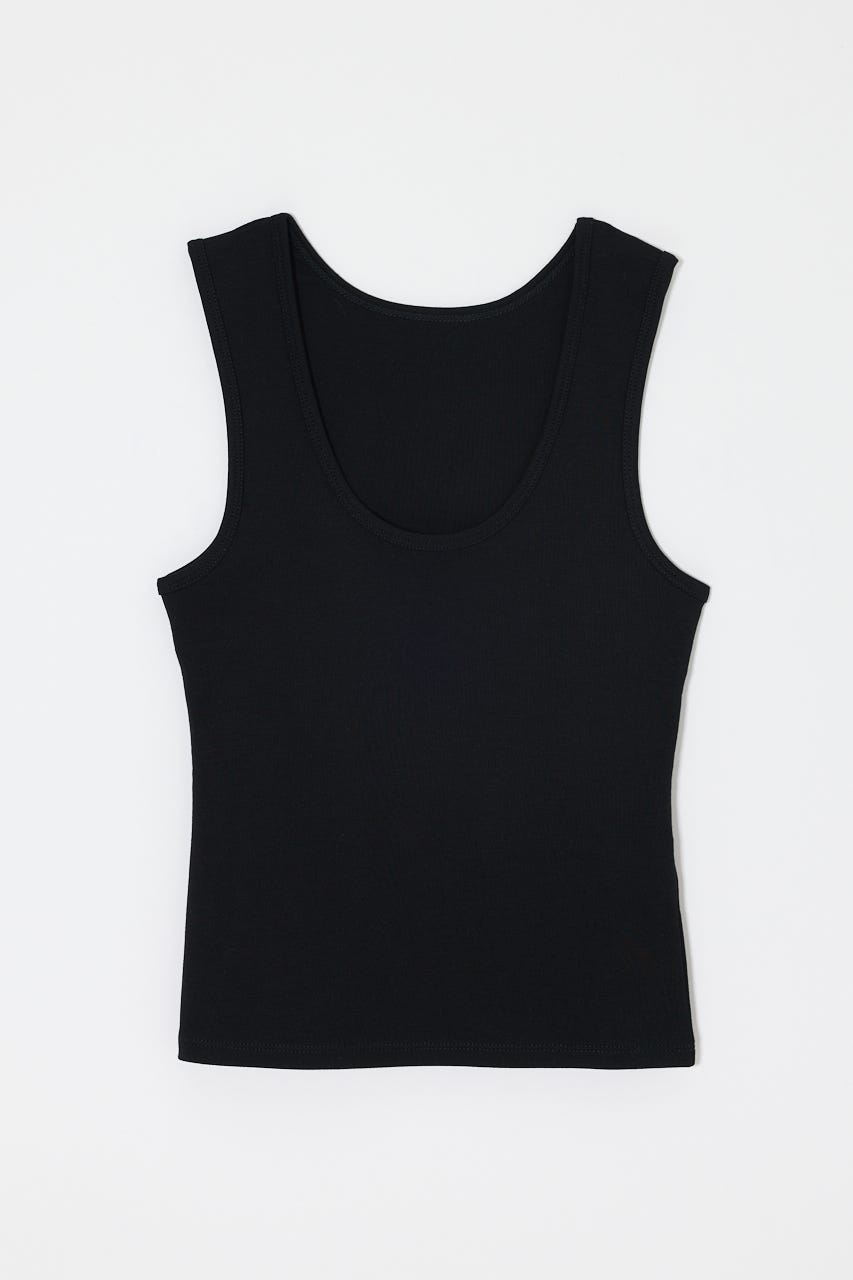 SUVIN GIZA SCOOP NECK タンク BLK 1