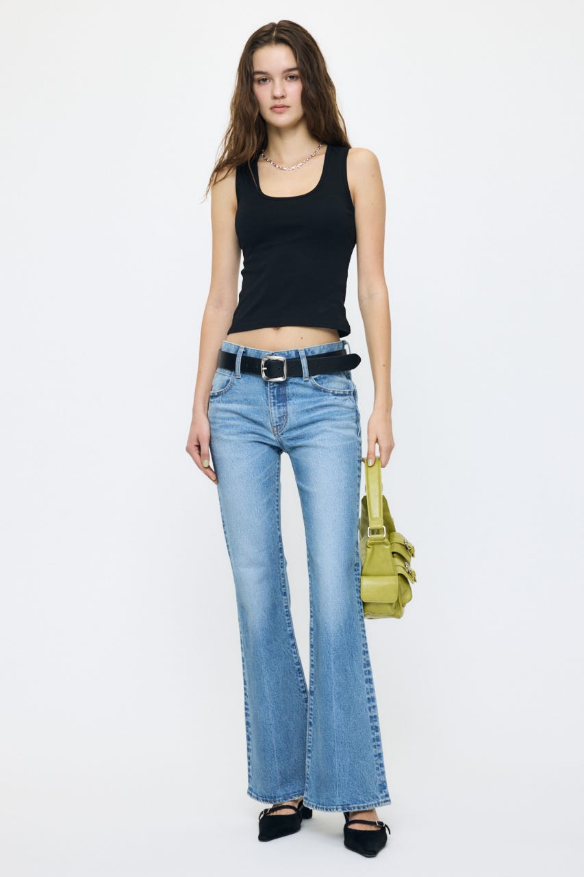 SUVIN GIZA SCOOP NECK タンク BLK 1