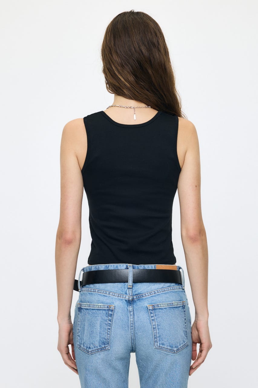SUVIN GIZA SCOOP NECK タンク BLK 1
