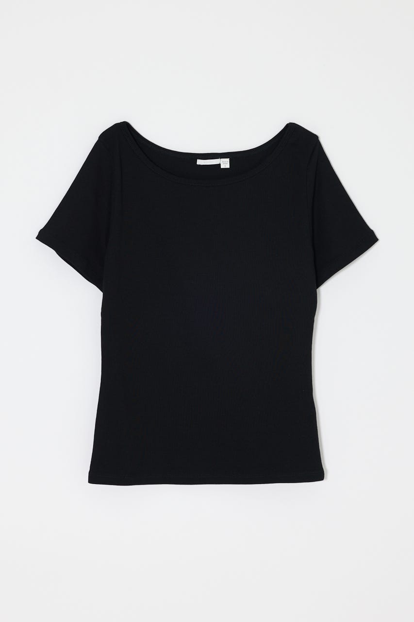 SUVIN GIZA BOAT NECK TEE BLK 1