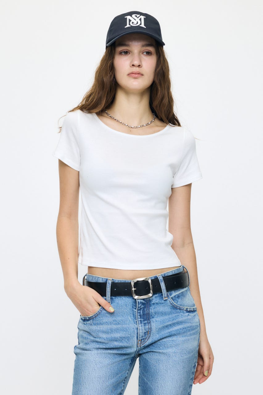 SUVIN GIZA BOAT NECK TEE WHT 1