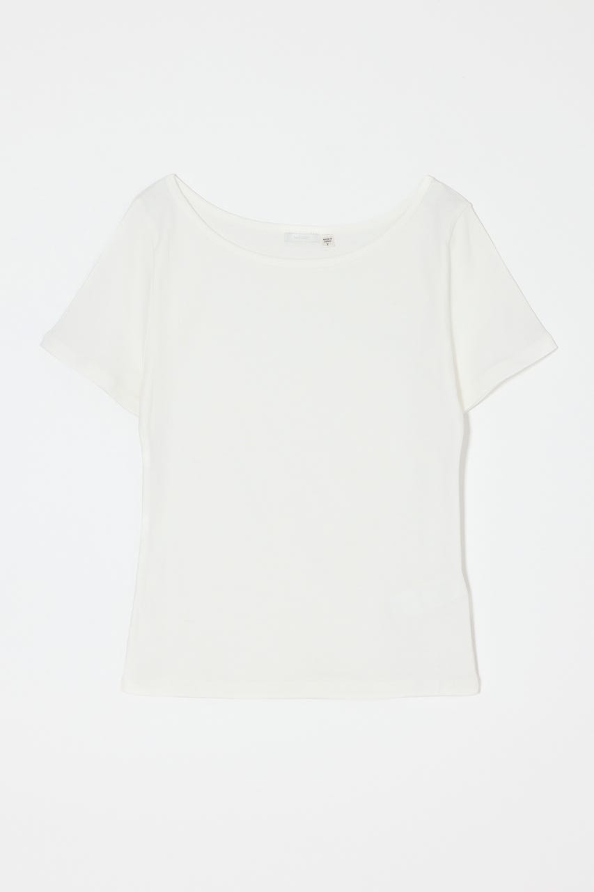 SUVIN GIZA BOAT NECK TEE WHT 1
