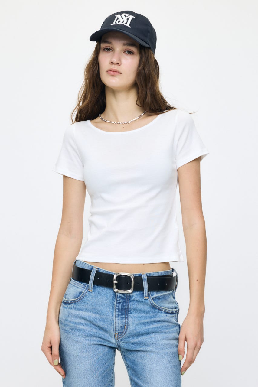 SUVIN GIZA BOAT NECK TEE WHT 1