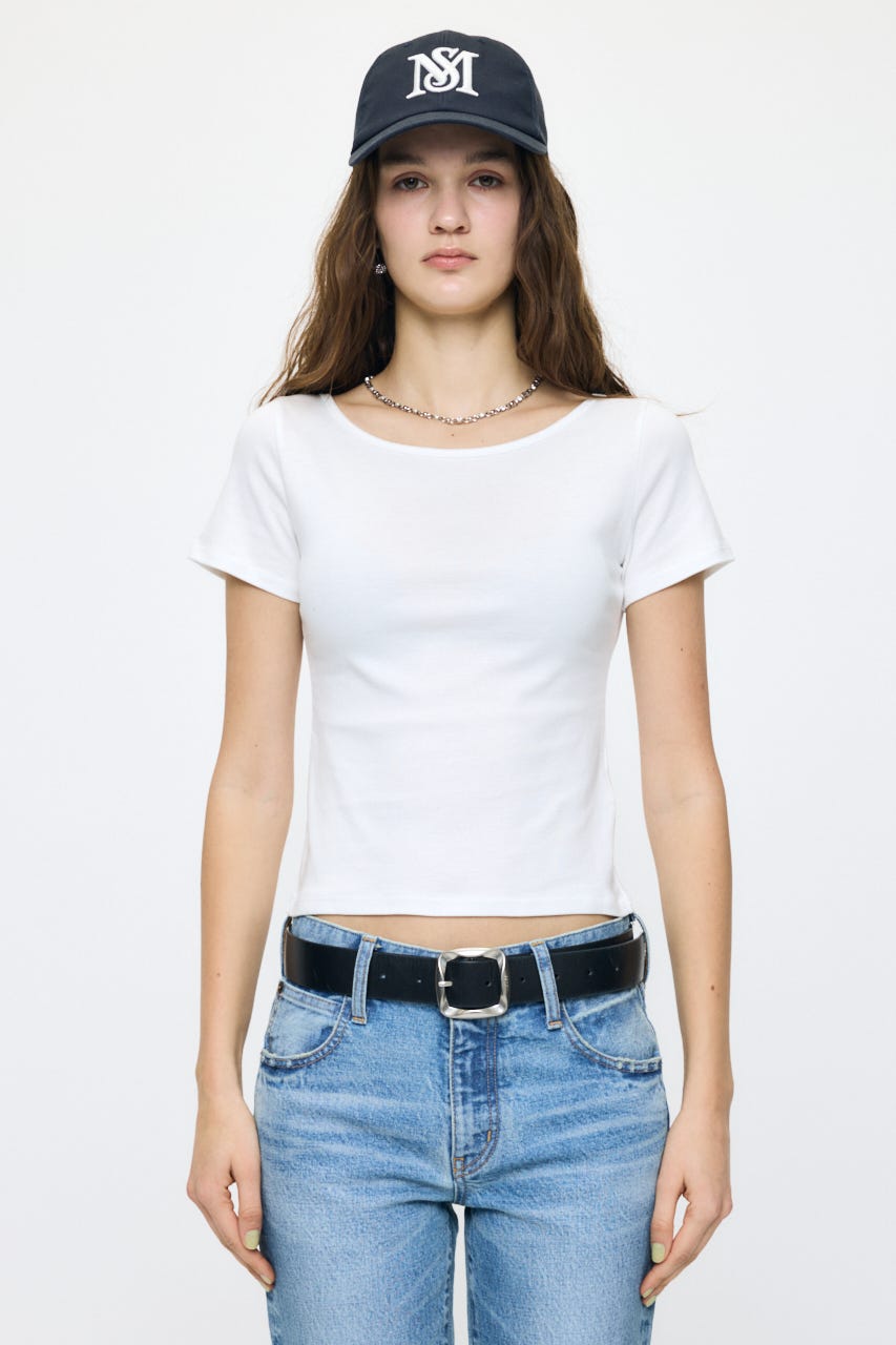 SUVIN GIZA BOAT NECK TEE WHT 1