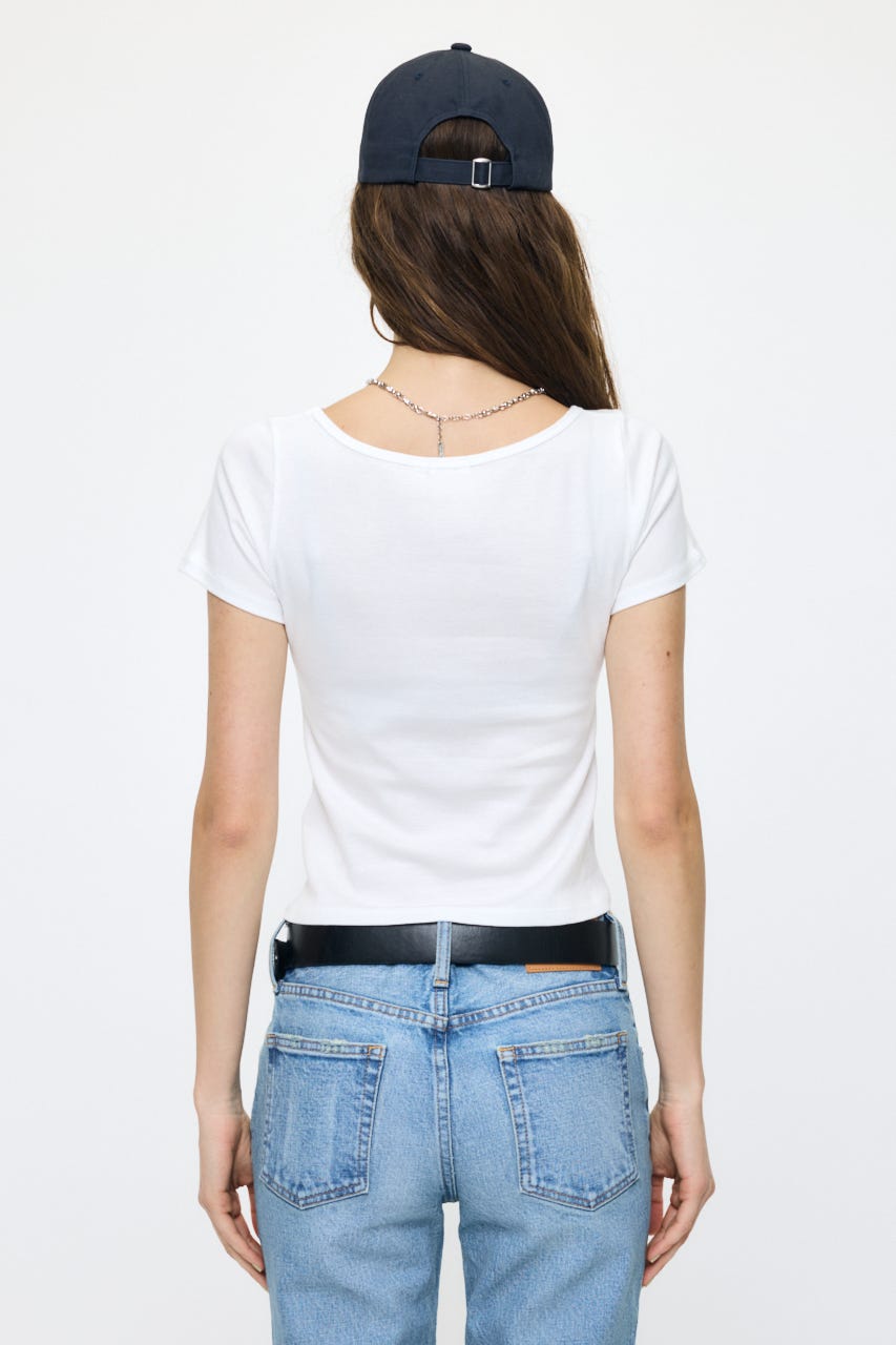 SUVIN GIZA BOAT NECK TEE WHT 1